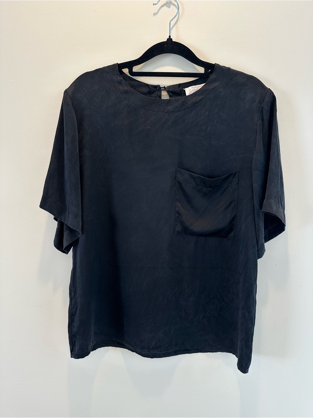 Lord & Taylor Black Short-Sleeve Pocket Blouse
